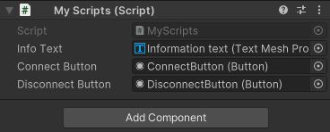 Binding the buttons and text field to the objects in your script